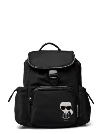 K/Ikonik Nylon Flap Bp Ryggsekk Veske Svart Karl Lagerfeld Bags