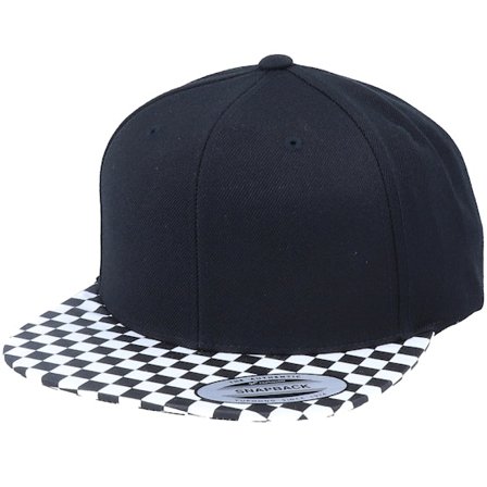 Yupoong - Checkered Brim Black Snapback Snapback Black Cap - @ Hatstore