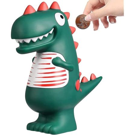 Dinosaurie Spargris, tecknad Grön T-rex Dinosaurie Barn Pengar Bank, rumsdekoration, myntbank, present till pojkar eller flickor