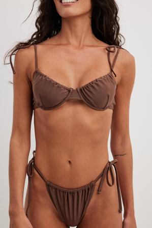 NA-KD Swimwear Culotte de bikini taille haute à cordon coulissant - Bikinis - Brun - Medium