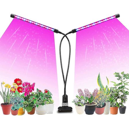 Led-kasvivalo sisäkasveille, kaksoispää 40 Led 10 himmennystasoa Ajastustoiminto 3/9/12h, täyden spektrin kasvivalaisin taimille, 3 kytkintä Mo