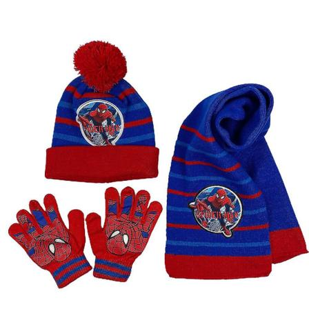 3 stk/sett Kids Spiderman Beanie Cap Skjerf Stretchy Hansker Varmt Vintersett Gavebest gave til jul Blue