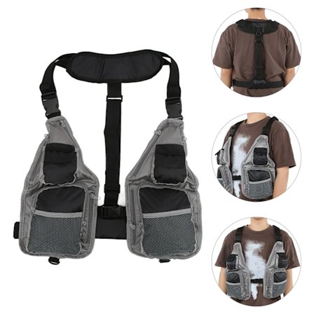 Fiskevest Pustende Slitesterk Stor Lagringskapasitet Lett Fiskevest Grå