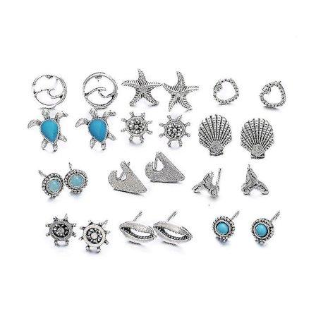 12 Par Örhängen Set Sköldpadda Sötvattensskal Sötvattensskal Legering För Dagligt Bruk