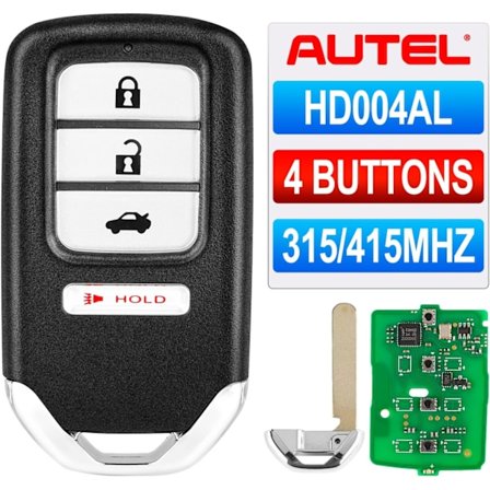 Autel MaxiIM Blank Nøgle, IKEYHD004AL, Programmerbar OE Kvalitetsudskiftning til Honda, 4 Knapper, 315/415 MHz, 130FT/ 40M Rækkevidde, OBD-indlæring