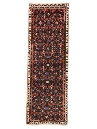 63X181 Tapis D'orient Hosseinabad De Couloir Noir/Rouge Foncé (Laine, Perse)