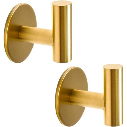 Pakke Gull Selvklebende Kroker Kraftige Vanntette Kleshengere for Baderom Dusj Kjøkken Hotell - SUS304 Rustfritt Stål - Børstet Messing