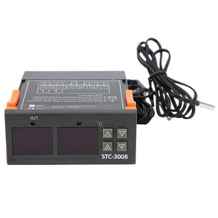 STC 3008 Kaksoisnäyttöinen digitaalinen lämpötilatermostaattiohjain NTC-anturilla DC 12V