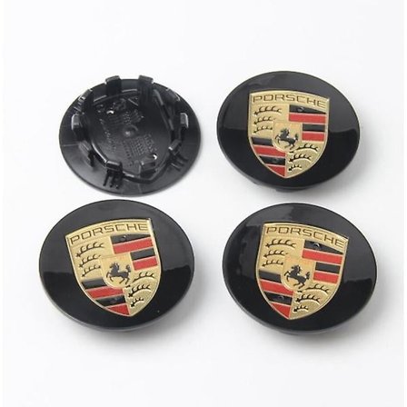 Set med 4 senterdeksel 75 mm Porsche Black One size