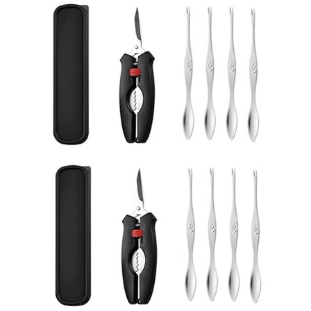 2x Krabbeværktøj til spisning, hummer- og krabbeværktøjssæt, hummerknækkere, skaldyrs- og fisk og skaldyrsværktøj, knækker