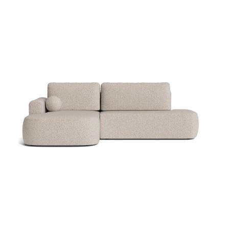 Monza chaiselong sovesofa, venstrevendt m/opbevaring - Puente Greige - 286x175x90cm - Sovemål 215x140cm - Klassisk stof, slidstærk og komfortabel