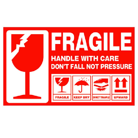 Fragile håndteringsetiketter, 300 stk., (6" X 3½")