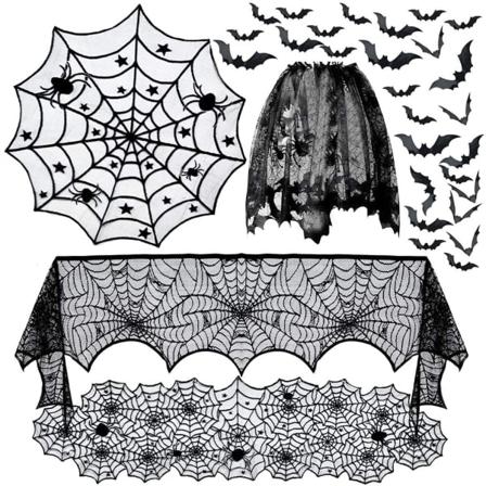 Halloween-koristeet, Halloween-pyöreä pitsiliina, suorakulmio