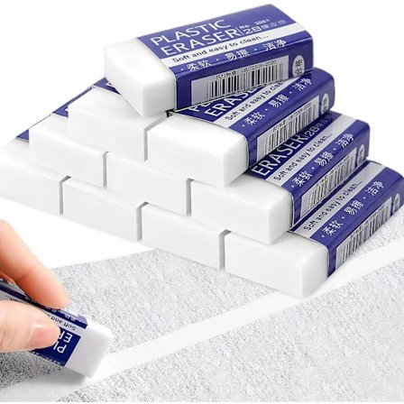 10 stk Viskelær, Hvite Gummiviskelær, Myke 2B Viskelær for Barn, Blyantviskelær for Skole Hjem Kontor Skisser Malerier Kunst