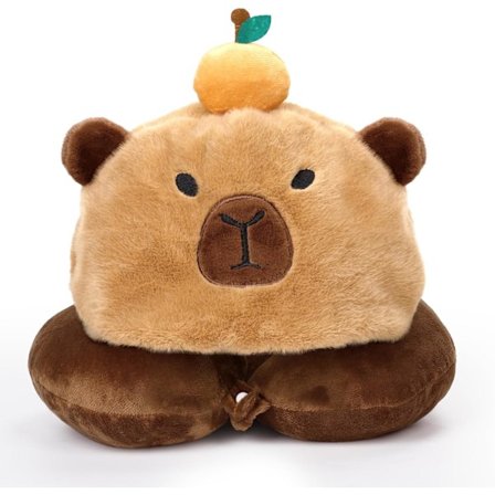 Capybara U-formet Reisepute med Hette, Hettekledd Soveutstyr Nakke- og Hakestøtte Kosedyrpute