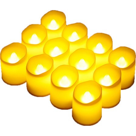 Flamfria Votivljus, 12 st Fladdrande Batteridrivna LED-värmeljus, Realistiska Falska Ljus för Halloween, Juldekoration_max