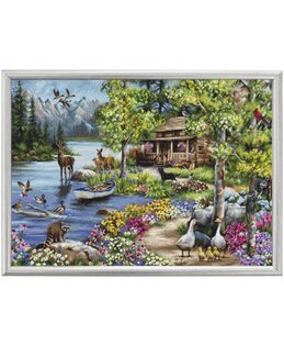 Stickpackung Bild Tiere am Bach