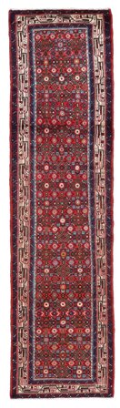 Hosseinabad Teppich Handgeknüpft 78X303 Läufer Dunkelrot/Schwarz Persien