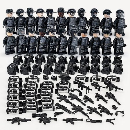 22 stk Sorte SWAT Politi Minifigur Legetøj Mini Figurer Børnegave