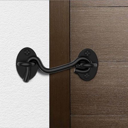 2 stk. stalddørslåse skydedørslåse staldgrindlåse rustfrit stål kroglås sort_MGF