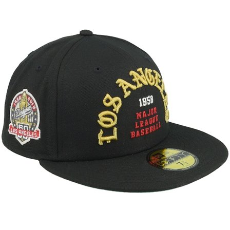 New Era - MLB Schwarz Fitted Cap - Los Angeles Dodgers Sweet Fit 59FIFTY 60th Anniversary Black/Metal Gold Fitted @ Hatstore
