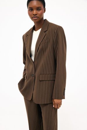 NA-KD Oversized Blazer - Oversized Blazer - Brun/Stribet - EU 42