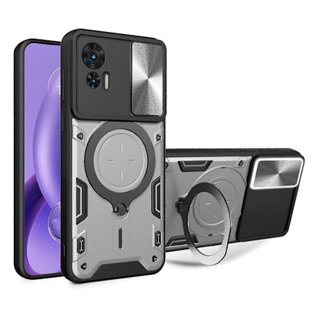 For Motorola Edge 30 Neo 5G Roterende Støtte Case Skyve Linse Beskyttelse PC+TPU Støtsikkert Telefondeksel