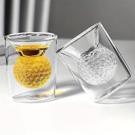 2-pakning Golf dobbelt glass høyt borosilikat tykt glass transparent varmeisolerende melkedrikkekopp 50ml