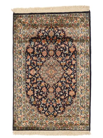 Kaschmir Reine Seide Teppich Handgeknüpft 63X95 Braun/Schwarz Indien