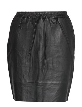 Leather Skirt W. Elastic In Waist Kort Nederdel Sort Coster Copenhagen