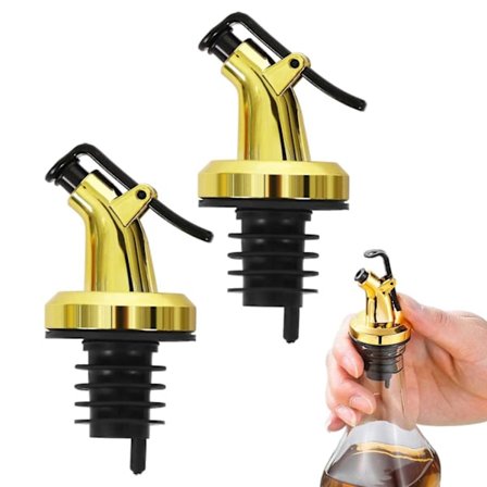 2-Pack kork for olivenolje helletut Dryppkork med lokk gull