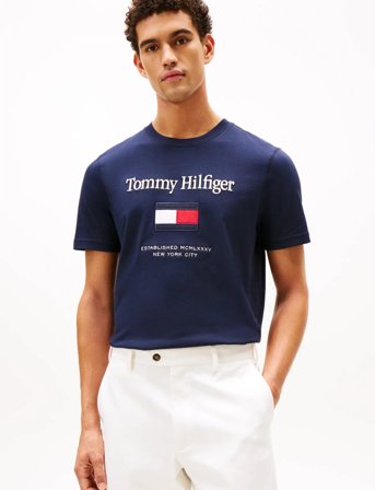 Tommy Hilfiger Tommy Embro Flag Tee - Navy - XL
