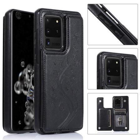 Samsung S20 Ultra Iskunkest v Kansikorttikotelo 3-POCKET Flippr Black