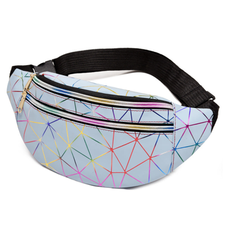 Laser taljetaske Diamantgitter brysttaske Vandtæt PVC brysttaske Crossbody taske Blue