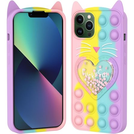 Søt tegneserie lykkekatt, bobleformet støtsikkert mykt silikondeksel, egnet for iPhone 12/12 Pro 6,1-tommer.