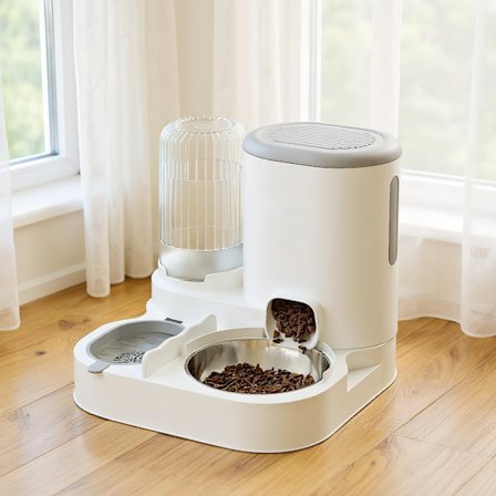 2-i-1 Automatisk Kattmatare och Vattenautomat – Husdjursmatare och Vattendispenser för Katt och Hund