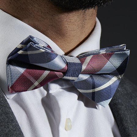 Blå & Burgunder Tartan Sløyfe for menn - Bundne sløyfer