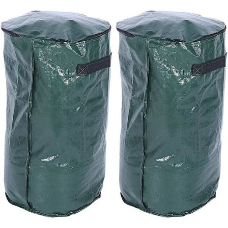 2 st trädgårdsavfallsväskor (höjd 60 cm, djup 35 cm) Vattentät sopsäck Rivtålig lövgräsbag med lock