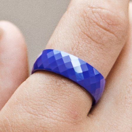 Anello in ceramica sfaccettata blu per uomini - Anelli in ceramica