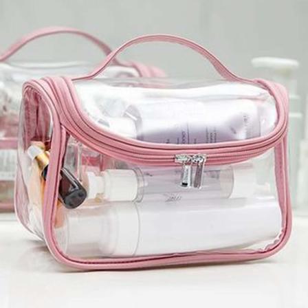 Läpinäkyvä PVC-kosmetiikkipussi meikkien matkakotelo Pink