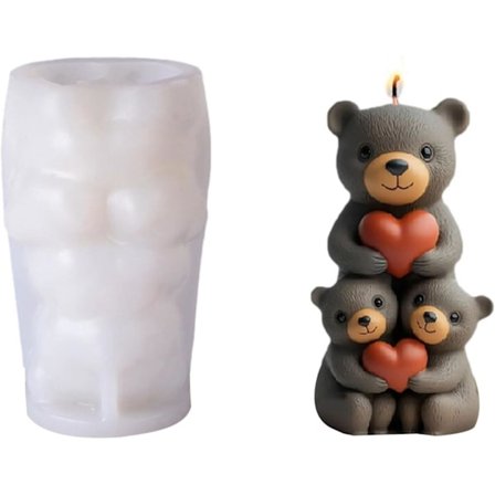 Pinottava Karhu Silikonimuotti, 3D Eläinkynttilä- ja Hartsiaskartelusetti DIY Kodin Sisustukseen, Saippua- ja Kipsivalutarvikkeet Perheprojekteihin