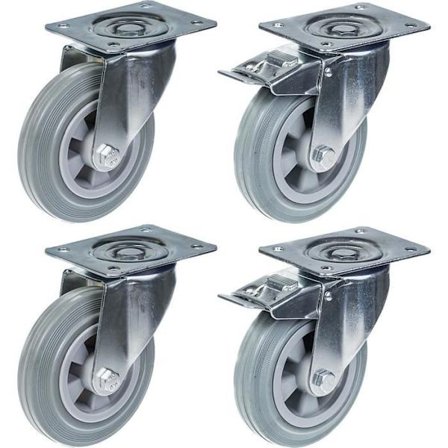 rakennustyömaavarusteet 160mm 6" kääntö ja jarru harmaassa kumisessa kääntyvä pyörä suuri kapasiteetti 540kg, sarja 4