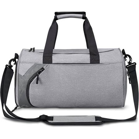 Sport Gymbag for Kvinner Menn, Gym Duffle Bag med Skoskap og Vanntette Våtlommer Grå