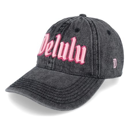 Delulu - 3d Delulu Washed Black Denim Dad Cap Unconstructed Black Cap - @ Hatstore
