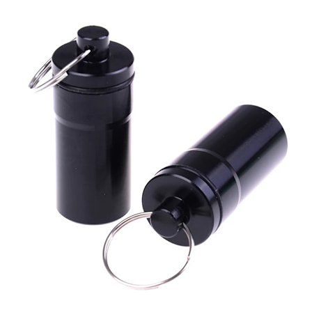 Højkvalitets 2 stk. vandtæt aluminium pilleæske, bærbar mini pillebeholder flaske opbevaringsetui nøglering