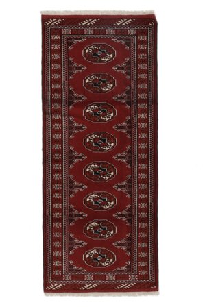 Tapis Persan Turkaman 82X193 De Couloir Noir/Rouge Foncé (Laine, Perse/Iran)