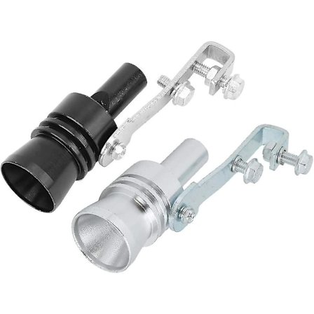 Udstødningsrørfløjte, Turbo Lydfløjte, Aluminium Legering Turbo Lyd Hale Hals Udstødningsrørfløjte Bil Modificeret Del Xl Sort Sølv 2stk