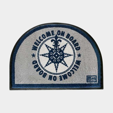 Bådmåtte Marine Business Welcome On Board Blue, halvcirkel, 70 x 50 cm