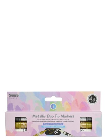 Metallisk Duo Tip Marker 3P Patterned Sense