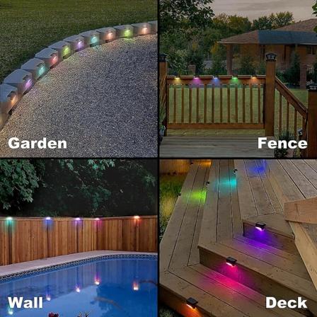 Solar Deck Lights 16 Pack Utendørs Step Lights Vanntett Led Solar Lights For Rekkverk Trapper Stige Gjerder Gård og passasjer Multicolor-RGB 8PCS
